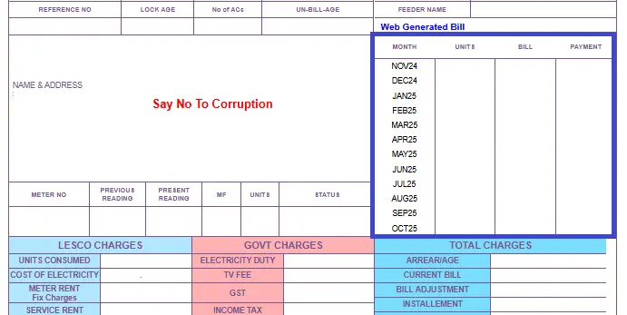 Check LESCO Old Bills History 2 LESCO Old Bills history image