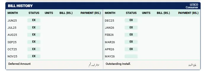 LESCO Bill Online 5 LESCO Old Bill history image